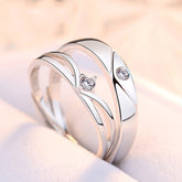 Round Zircon Silver Couple Ring